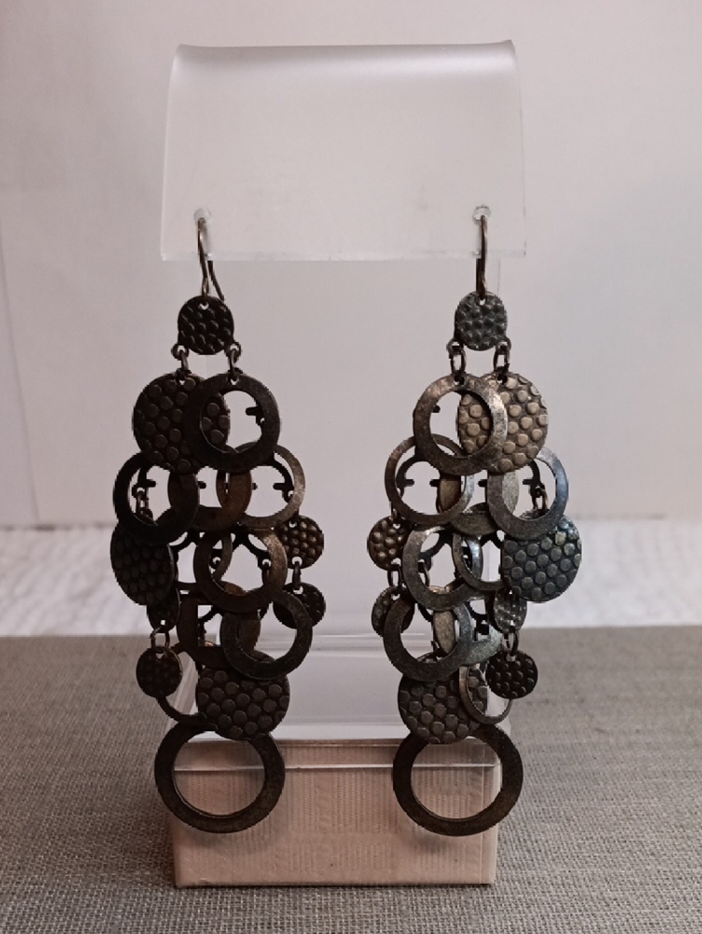 Antique Bronze Multi-Circle Drop Pierced Earrings